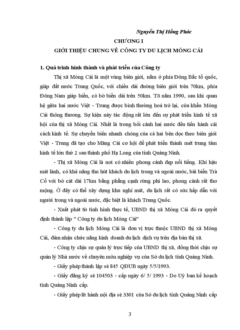 image for page Hoạt động kinh doanh du lịch ở Công ty du lịch Móng Cái