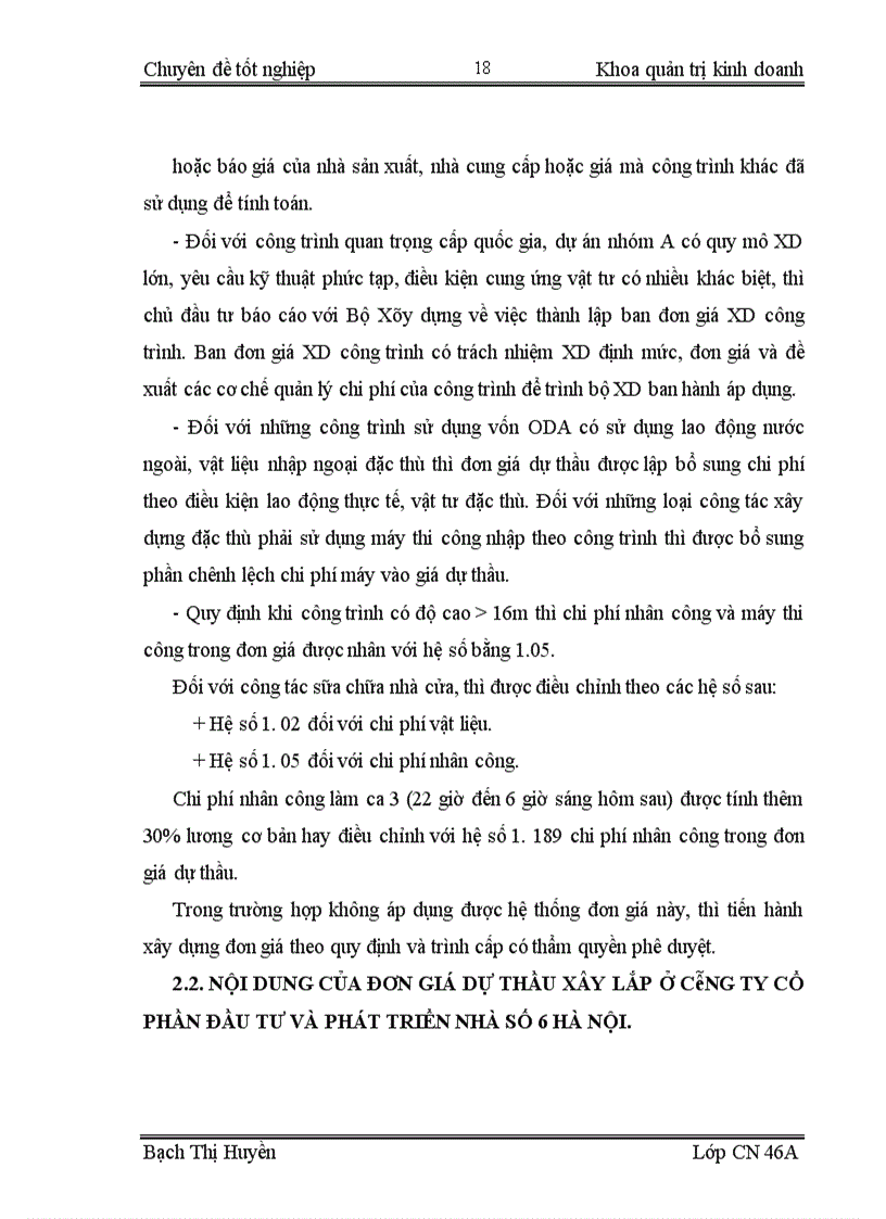 image for page Xác định đơn giá dự thầu xây lắp tại công ty cổ phần đầu tư và phát triển nhà số 6 Hà Nội