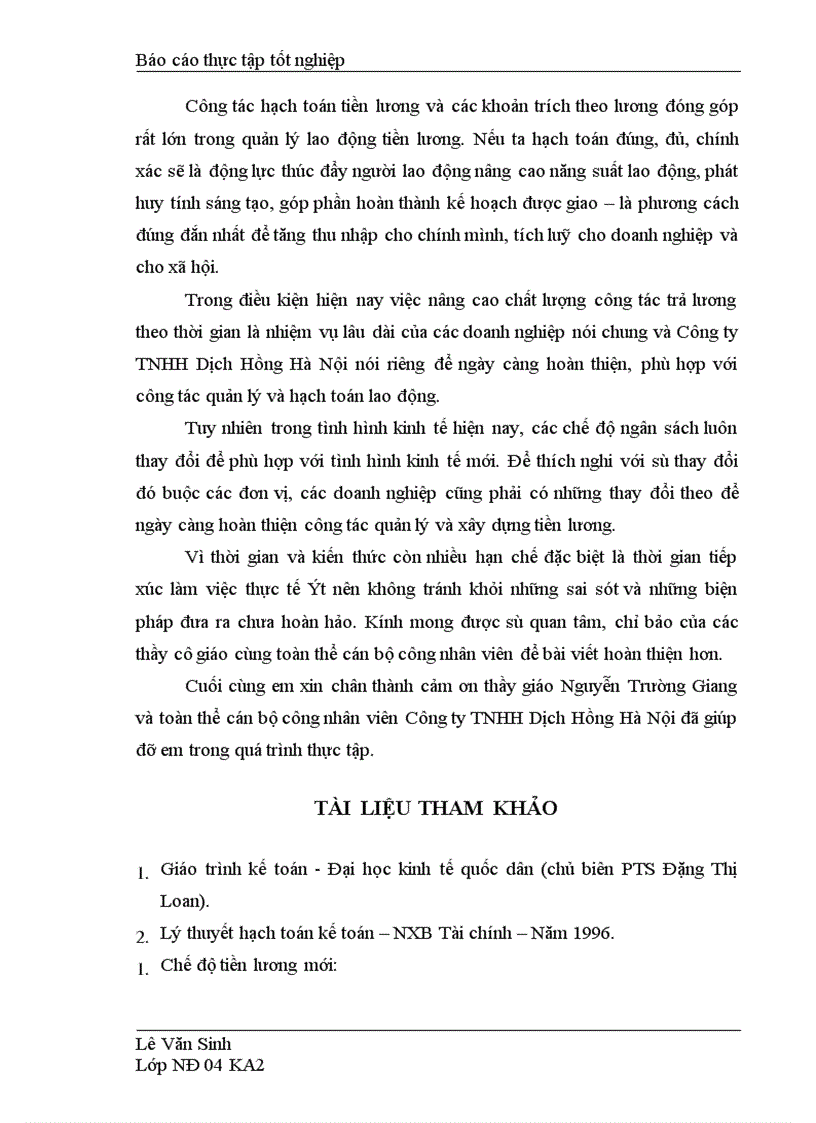 image for page Tổ chức hạch toán tiền lương và các khoản trích theo lương tại công ty TNHH Dịch Hồng Hà Nội