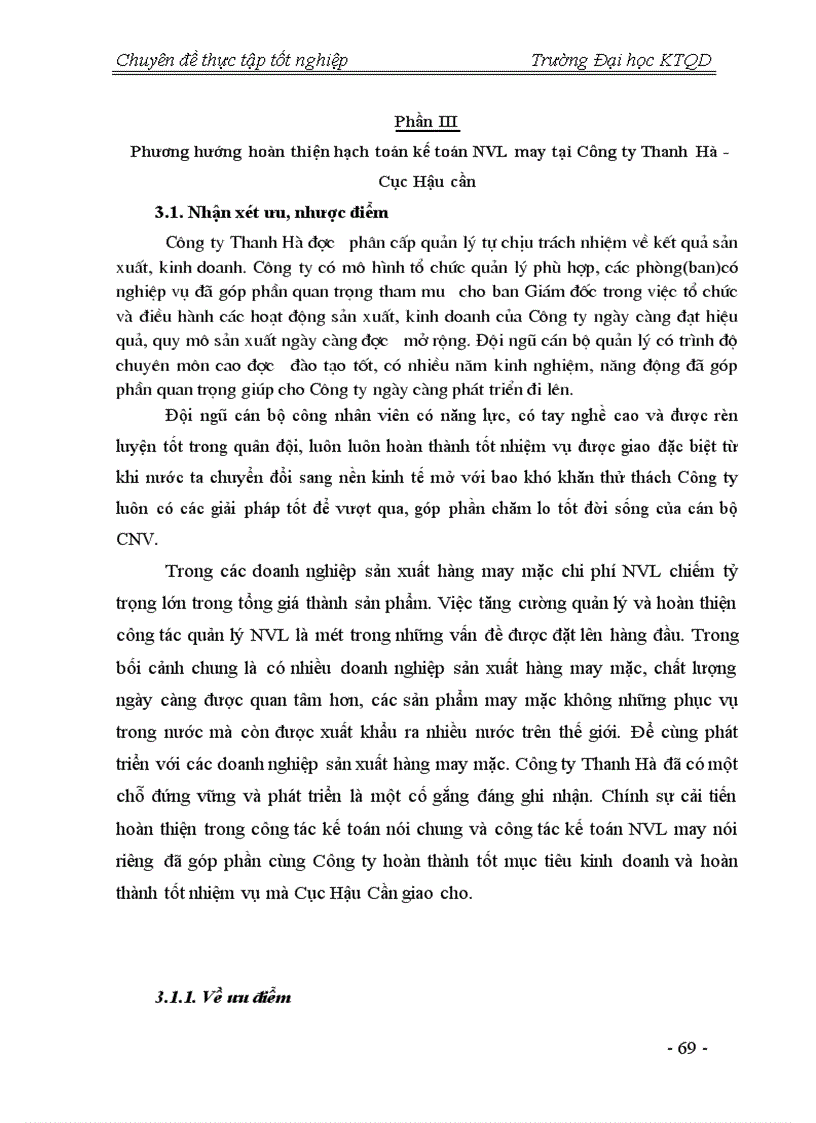 image for page Hạch toán NVL may tại Công ty Thanh Hà - Cục Hậu cần