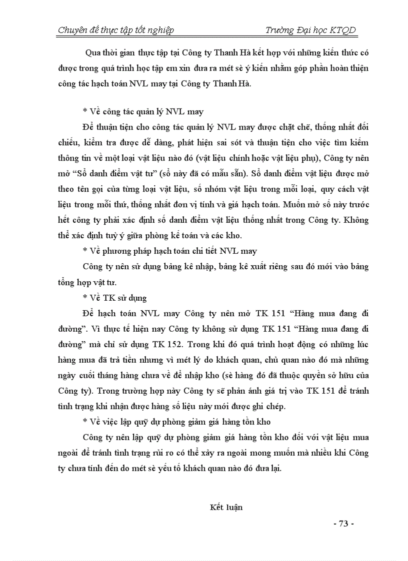 image for page Hạch toán NVL may tại Công ty Thanh Hà - Cục Hậu cần