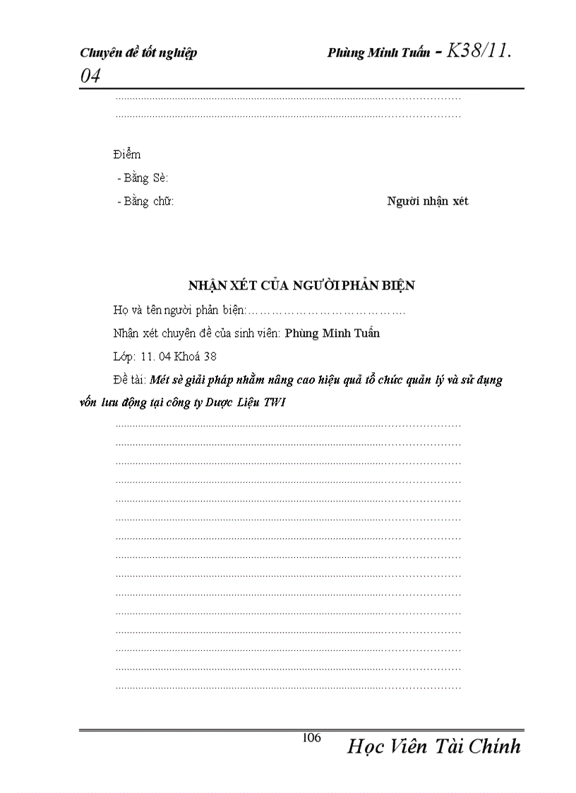 image for page Vốn lưu động và các giải pháp nâng cao hiệu quả tổ chức và sử dụng vốn lưu động tại công ty Dược Liệu TWI