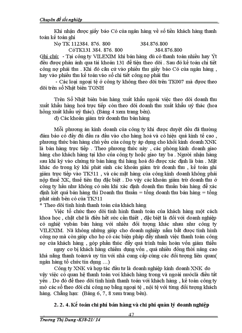 image for page Kế toán bán hàng và xác định kết quả bán hàng ở công ty XNK và hợp tác đầu tư em có một số ý kiến nhận x