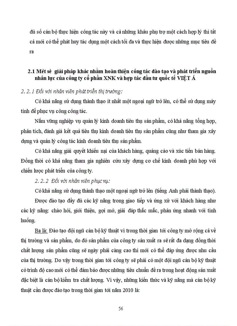 image for page Tăng cường hiệu lực đào tạo nhân sự tại công ty CP XNK và hợp tác đầu tư quốc tế Việt Á