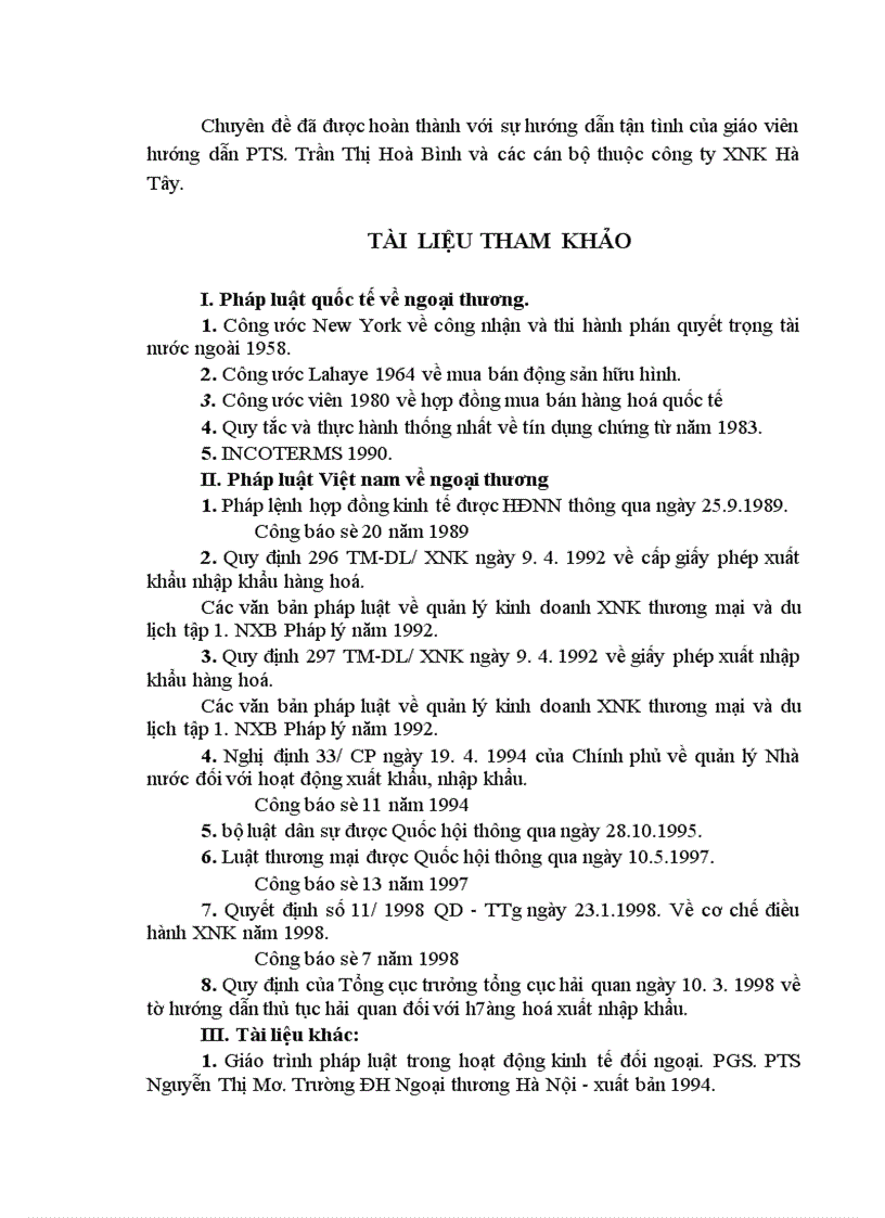 image for page Hoàn thiện chế độ pháp lý về ký kết và thực hiện hợp đồng xuất khẩu ở công ty xuất nhập khẩu Hà Tây