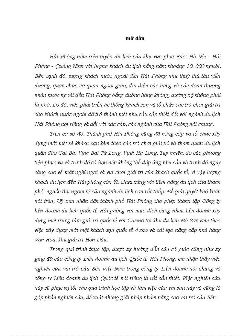 image for page Vai trò của Bên Việt Nam ở công ty Liên doanh du lịch Quốc tế Hải Phòng - thực trạng, bài học và giải pháp
