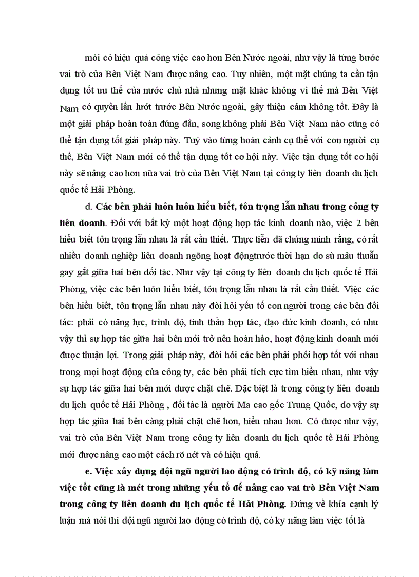 image for page Vai trò của Bên Việt Nam ở công ty Liên doanh du lịch Quốc tế Hải Phòng - thực trạng, bài học và giải pháp