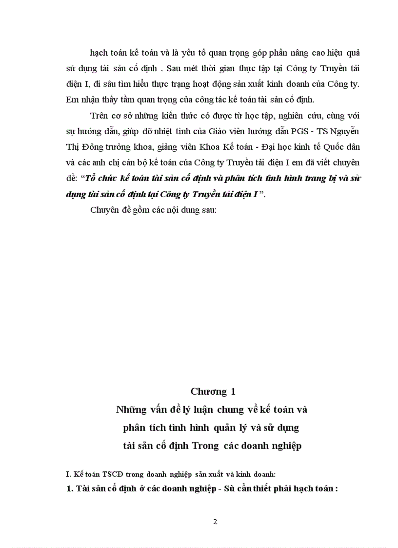 image for page Tổ chức kế toán tài sản cố định và phân tích tình hình trang bị và sử dụng tài sản cố định tại Công ty Truyền tải điện I