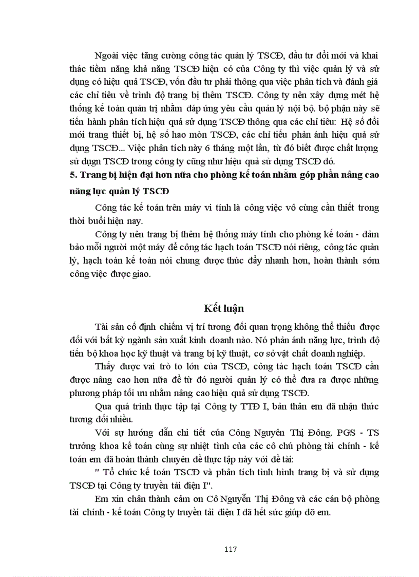 image for page Tổ chức kế toán tài sản cố định và phân tích tình hình trang bị và sử dụng tài sản cố định tại Công ty Truyền tải điện I