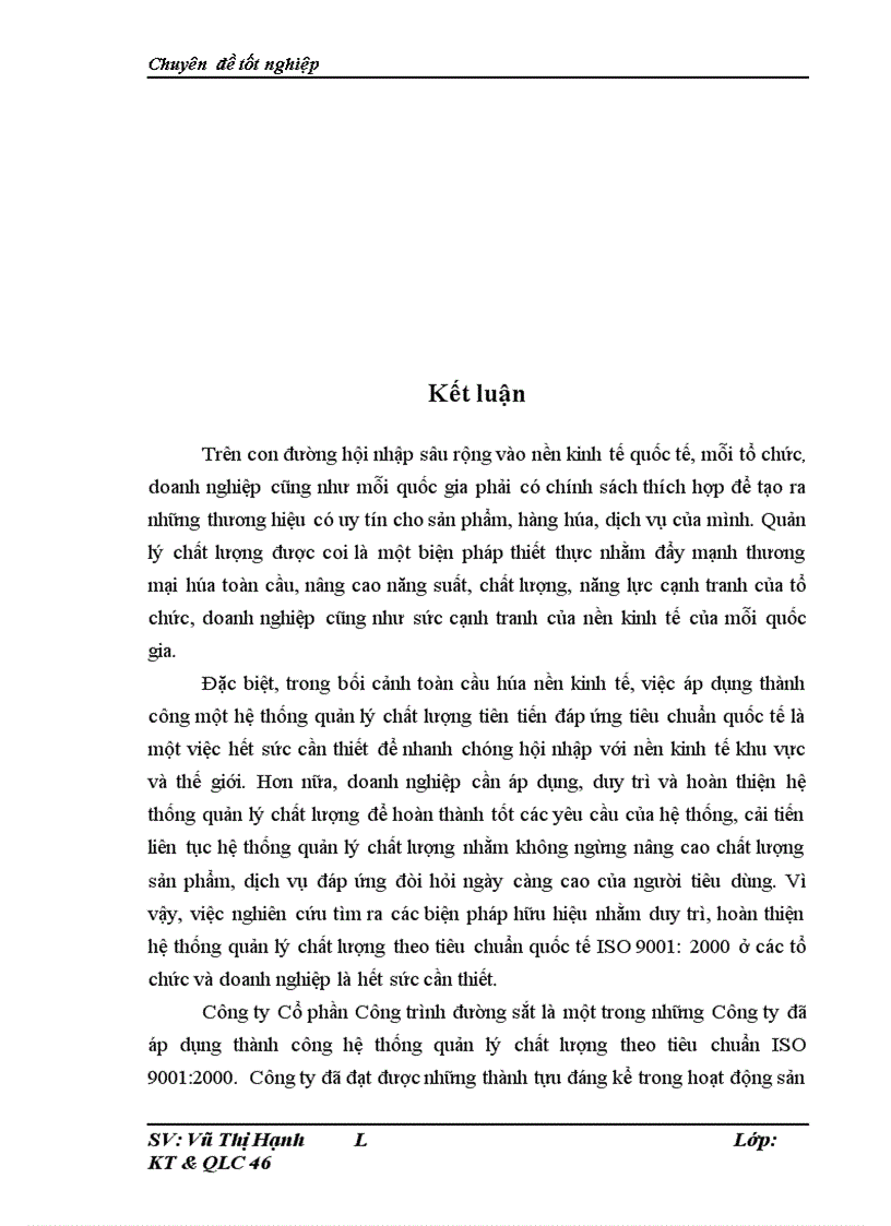 image for page Hoàn thiện hệ thống quản lý chất lượng tại Công ty Cổ phần Công trình Đường sắt theo tiêu chuẩn ISO 9001:2000