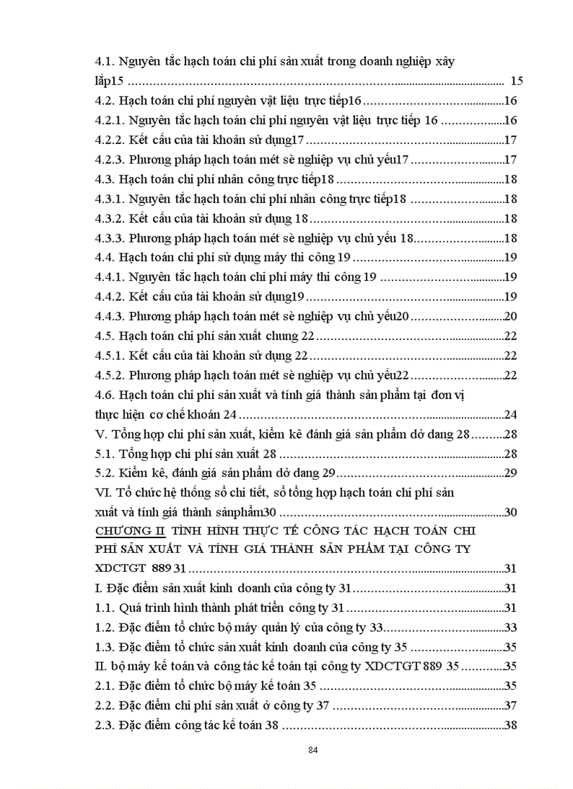 image for page Hoàn thiện công tác hạch toán chi phí sản xuất và tính giá thành sản phẩm tại công ty XDCTGT 889- Tổng công ty XDCTGT 8