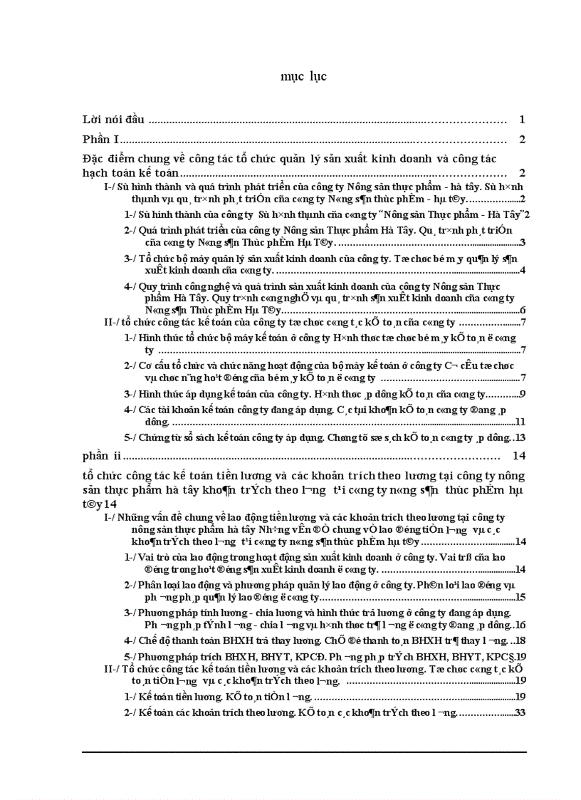 image for page Tổ chức công tác kế toán tiền lương và các khoản trích theo lương tại công ty Nông sản thực phẩm - hà tây.