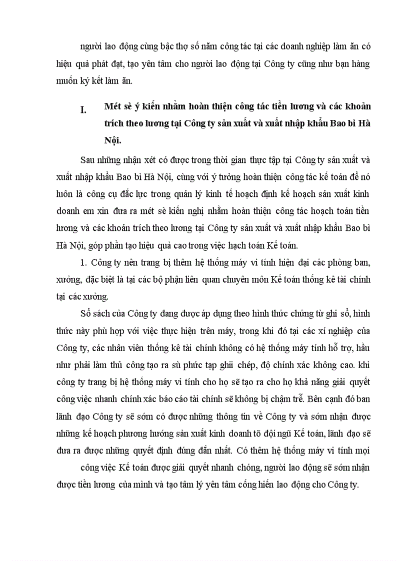 image for page Tiền lương và các khoản phụ phí theo lương tại Công ty sản xuất và xuất khẩu Bao bì Hà Nội