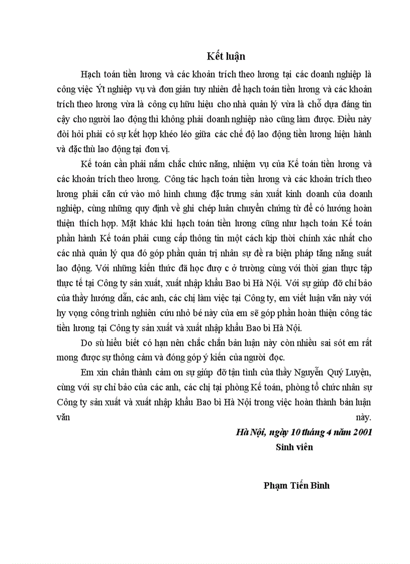 image for page Tiền lương và các khoản phụ phí theo lương tại Công ty sản xuất và xuất khẩu Bao bì Hà Nội