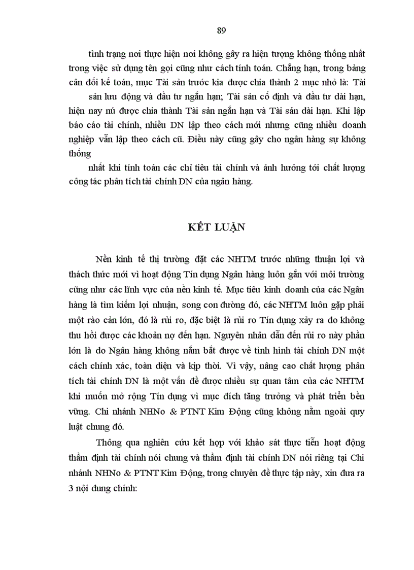 image for page Phân tích tài chính Doanh nghiệp ảnh hưởng đến công tác Tín dụng tại chi nhánh NHNo&PTNT Kim Động