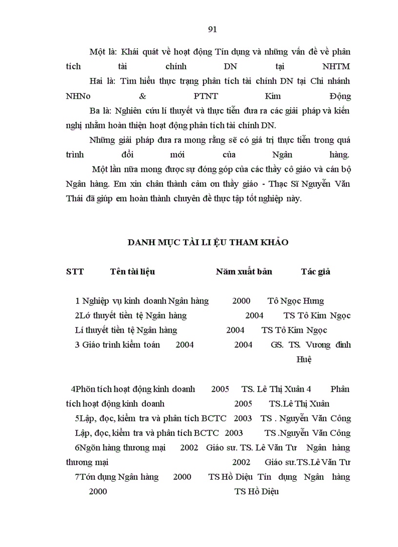 image for page Phân tích tài chính Doanh nghiệp ảnh hưởng đến công tác Tín dụng tại chi nhánh NHNo&PTNT Kim Động
