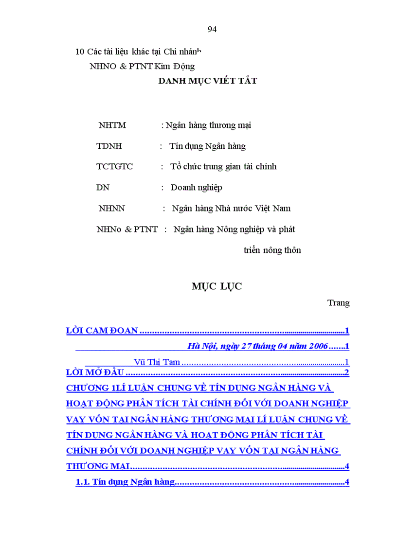 image for page Phân tích tài chính Doanh nghiệp ảnh hưởng đến công tác Tín dụng tại chi nhánh NHNo&PTNT Kim Động