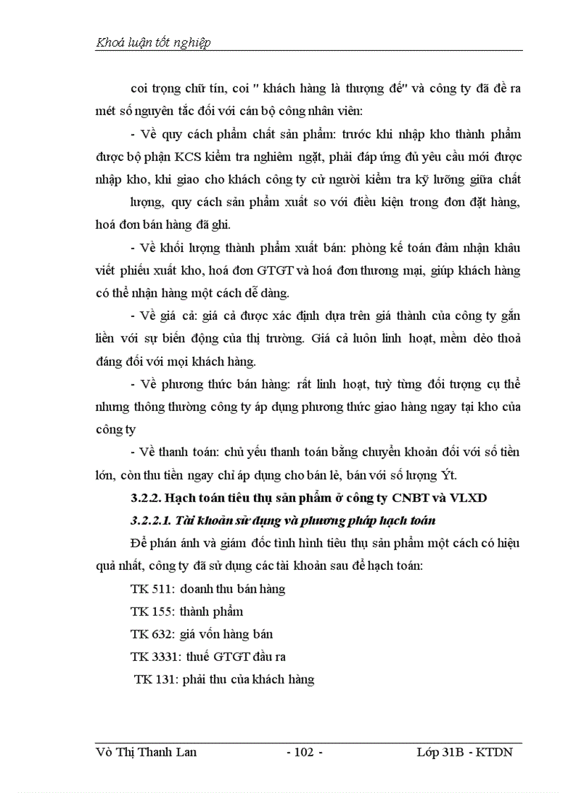 image for page Thực trạng công tác kế toán tiêu thụ thành phẩm và xác định kết quả kinh doanh của Công ty công nghiệp bê tông và vật liệu xây dựng Việt Trì