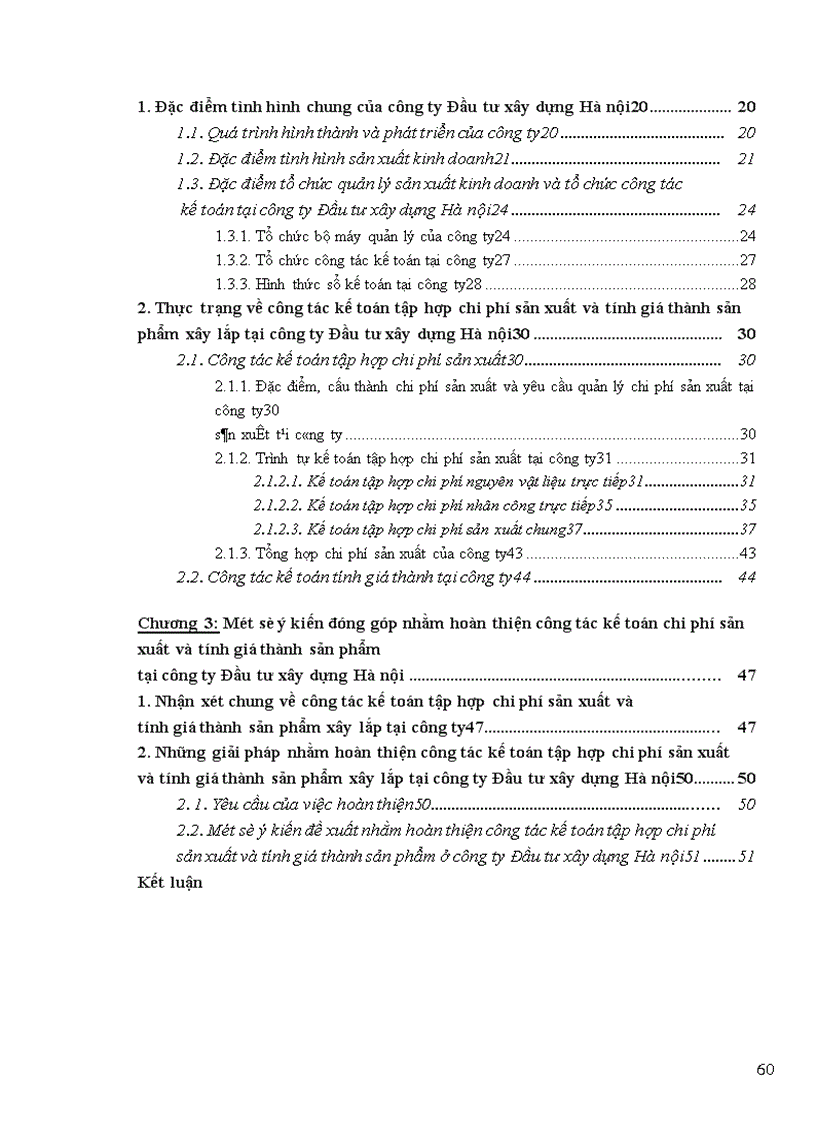 image for page Tổ chức kế toán tập hợp chi phí sản xuất và tính giá thành sản phẩm xây lắp tại Công ty Đầu tư Xây dựng Hà Nội