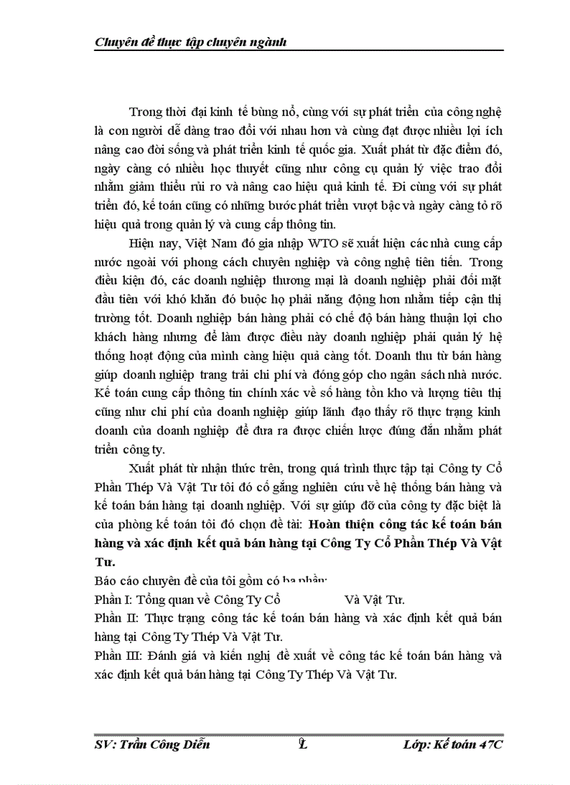 image for page Hoàn thiện công tác kế toán bán hàng và xác định kết quả bán hàng tại Công Ty Cổ Phần Thép Và Vật Tư