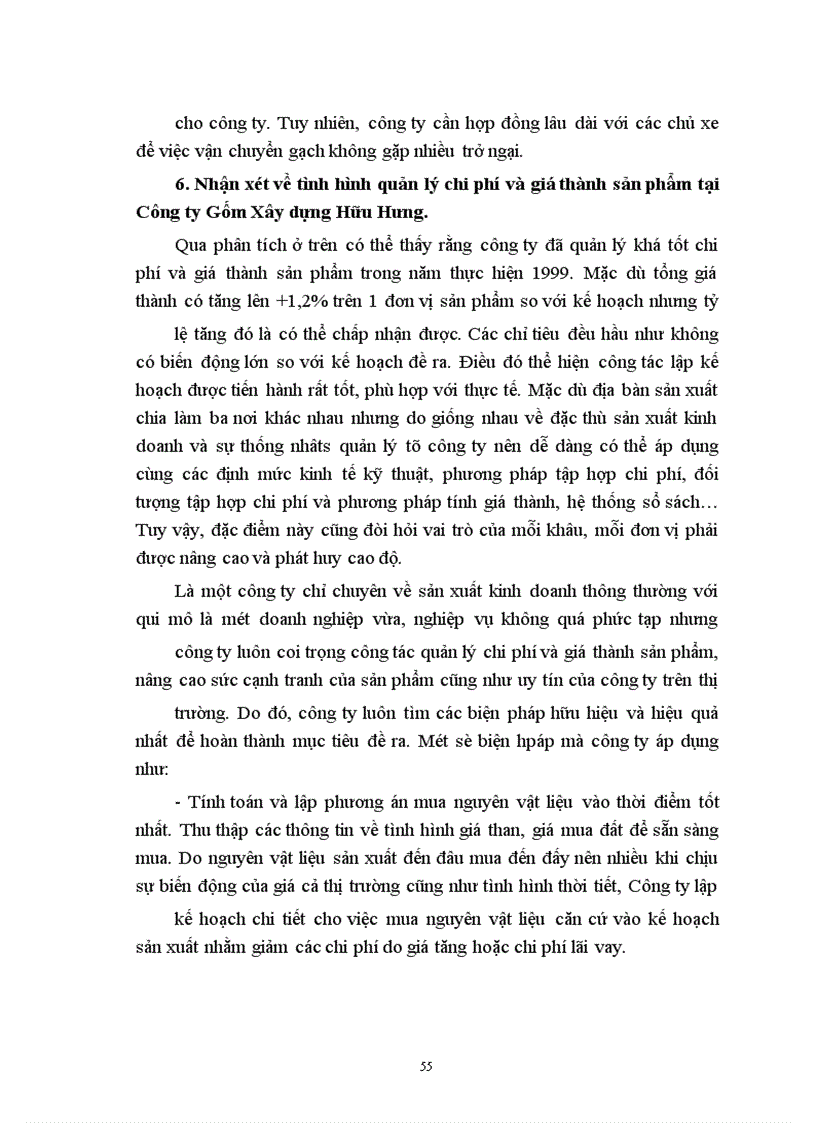 image for page Một số biện pháp để quản lý chi phí sản xuất kinh doanh và hạ giá thành sản phẩm của công ty Gốm xây dựng Hữu Hưng
