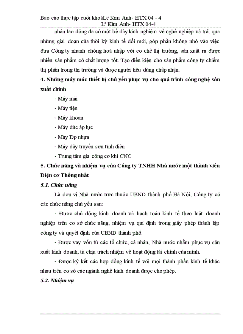 image for page Báo cáo thực tập tại Công ty TNHH Nhà nước một thành viên Điện cơ Thống nhất.