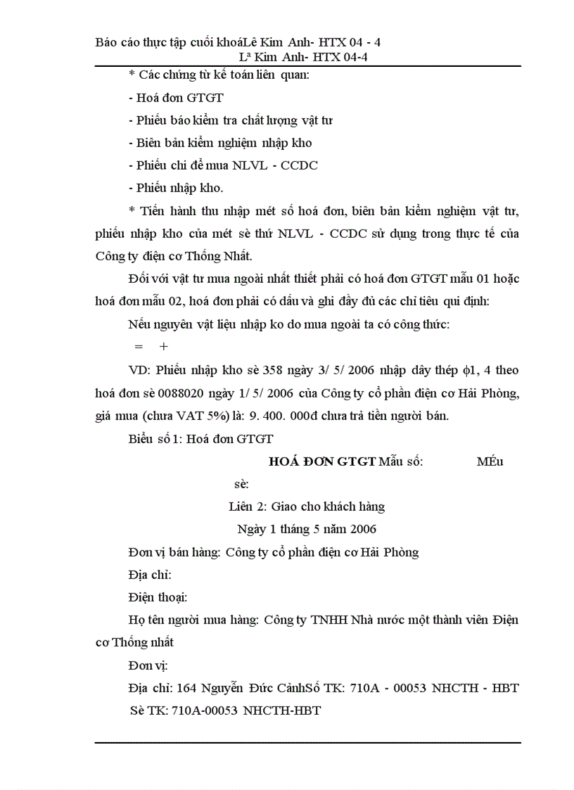 image for page Báo cáo thực tập tại Công ty TNHH Nhà nước một thành viên Điện cơ Thống nhất.