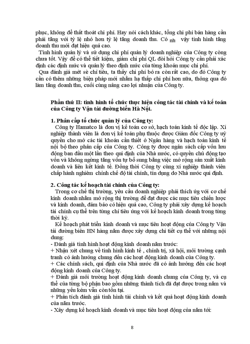 image for page Tình hình quản lý công tác tài chính và công tác kế toán của Công ty Vận tải đường biển HN