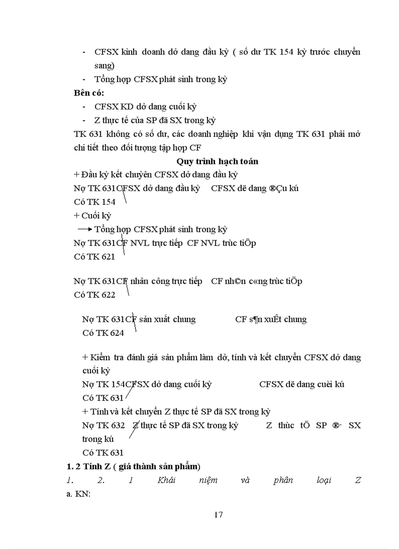 image for page Thực trạng và một số ý kiến đề xuất nhằm hoàn thiện kế toán tập hợp chi phí và tính Z