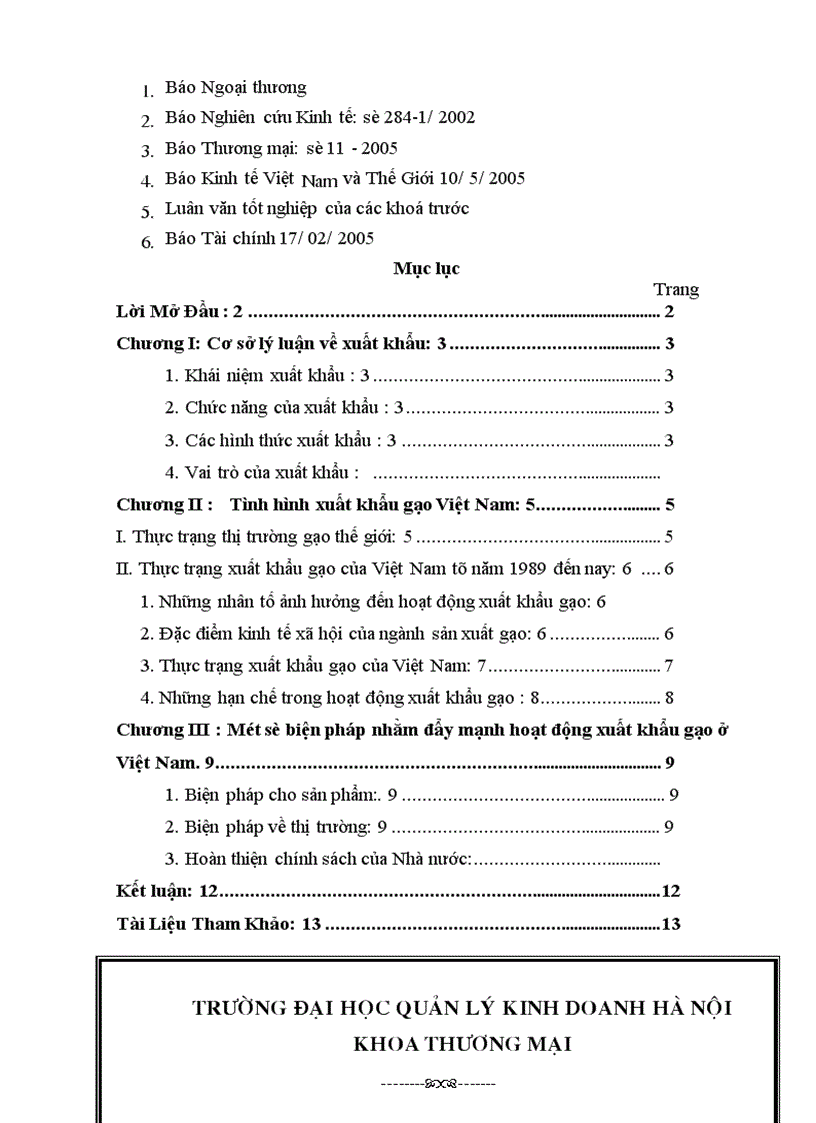 image for page Xuất khẩu gạo Việt Nam - Thực trạng và Giải pháp