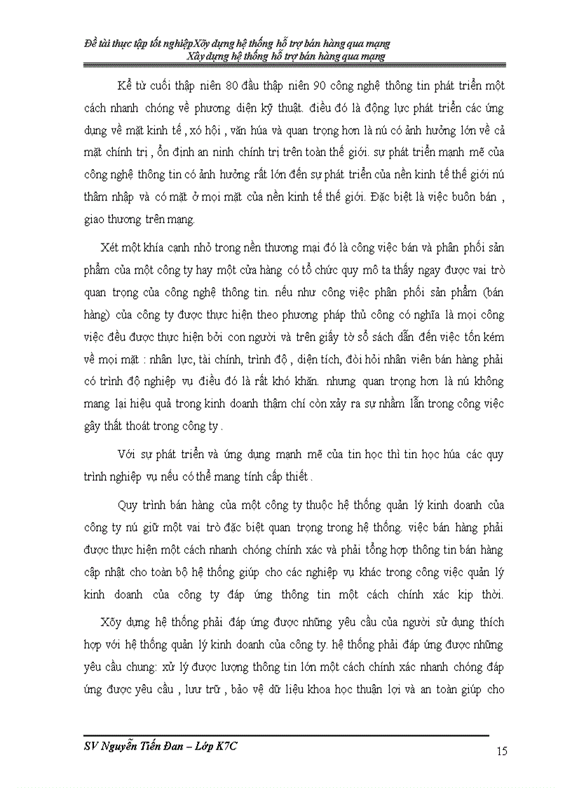 image for page Đề tài Xây dựng hệ thống hỗ trợ bán hàng qua mạng