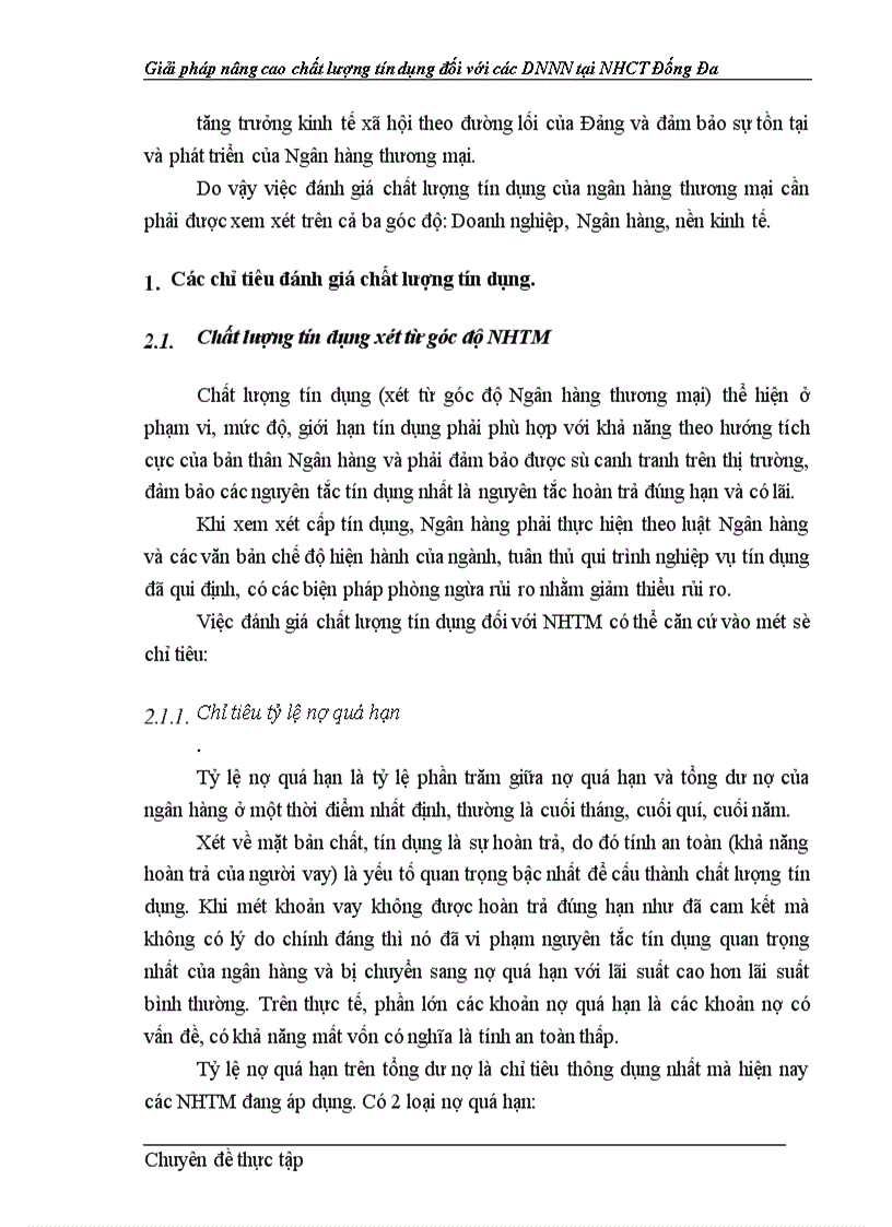 image for page Giải pháp nâng cao chất lượng tín dụng của Chi nhánh Ngân hàng Công thương Đống Đa đối với DNNN