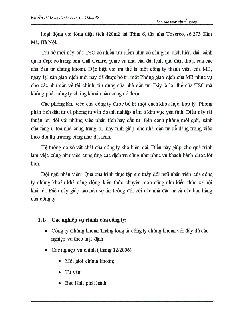image for page Báo cáo thực tập tại Công ty chứng khoán Thăng Long (TSC