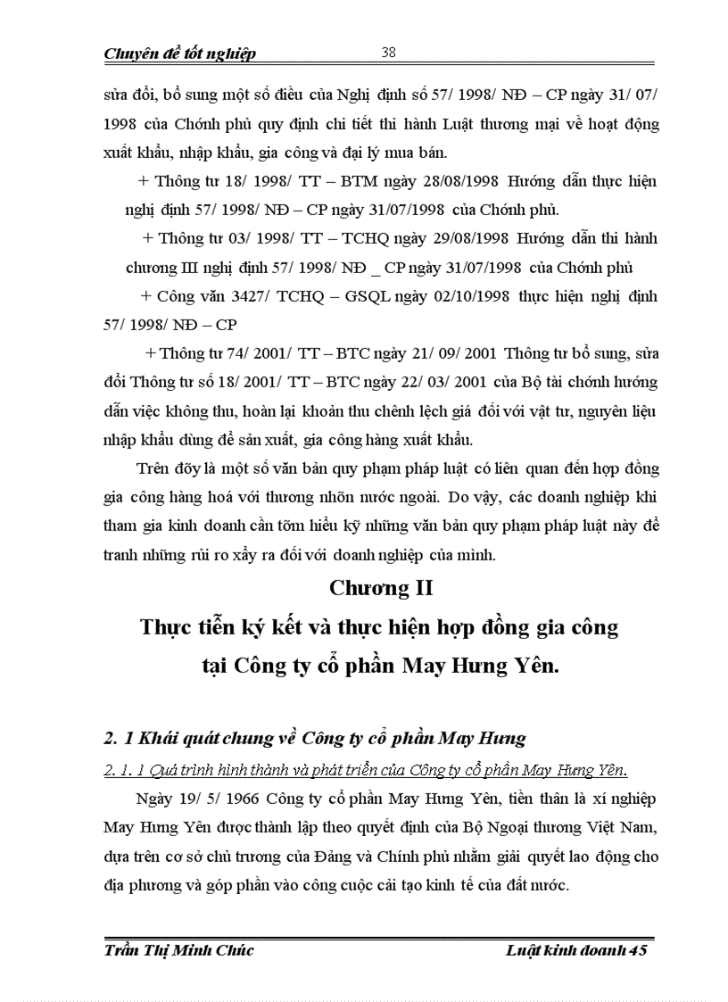 image for page Pháp luật về hợp đồng gia công; thực tiễn ký kết và thực hiện hợp đồng gia công tại Công ty cổ phần May Hưng Yên