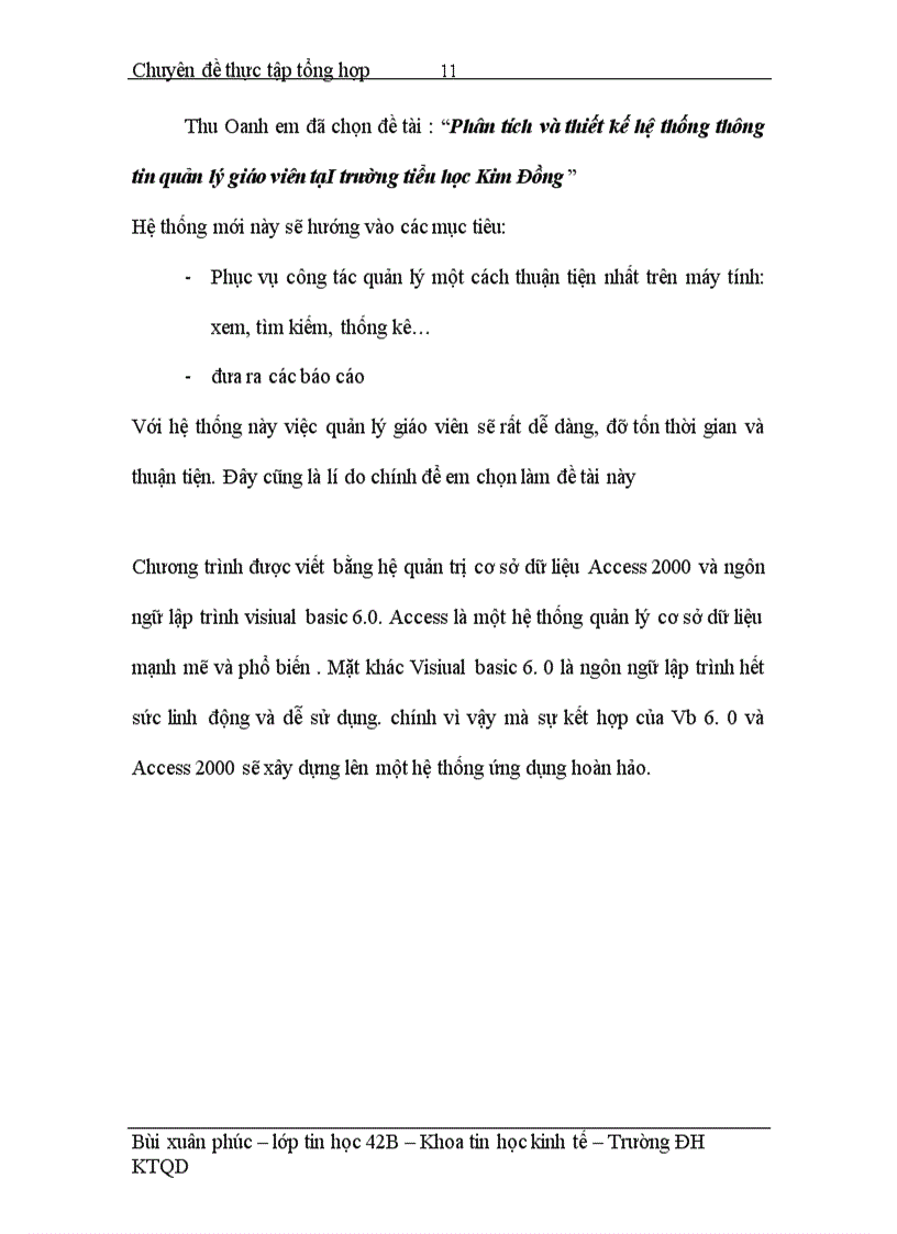 image for page Phân tích và thiết kế hệ thống thông tin quản lý giáo viên tạI trường tiểu học Kim Đồng