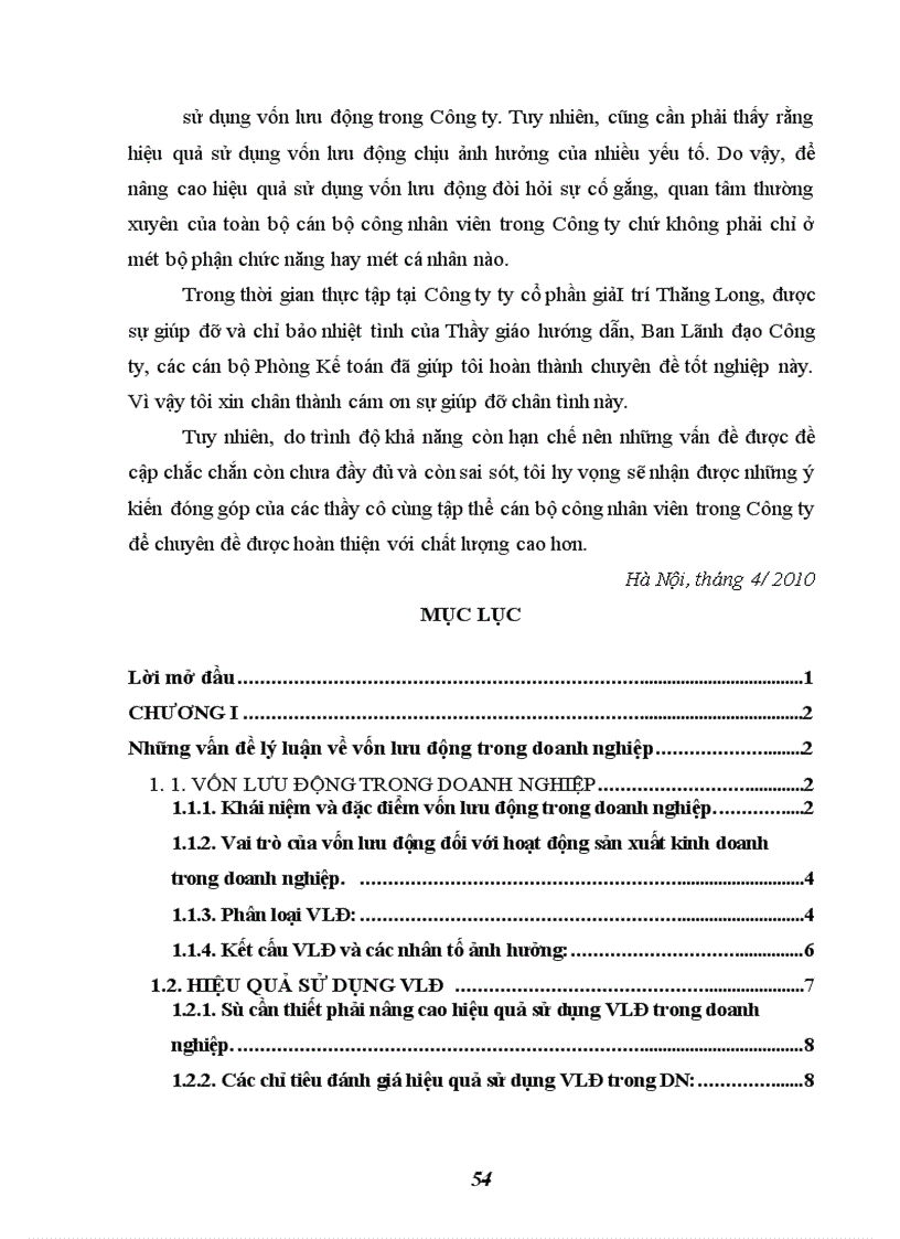 image for page Một số biện pháp nhằm nâng cao hiệu quả sử dụng vốn lưu động ở Công ty Cổ phần giải trí Thăng Long