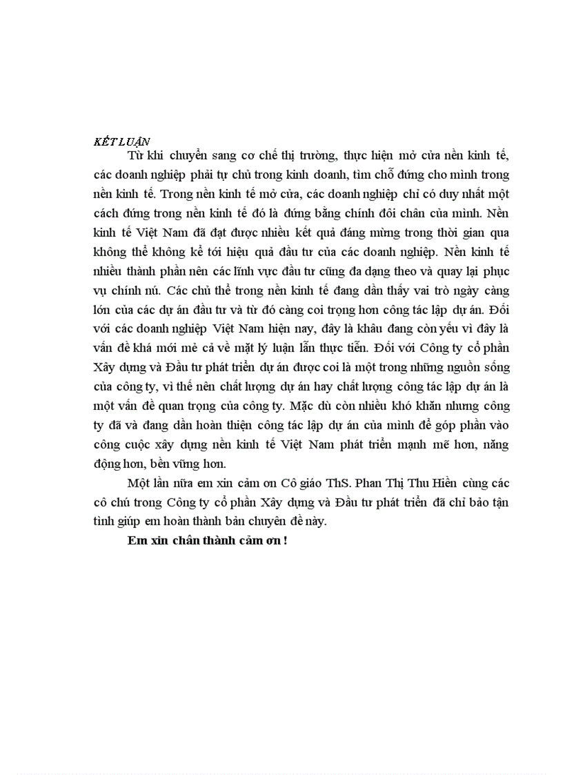image for page Công tác lập dự án tại Công ty cổ phần Xây dựng và Đầu tư phát triển. Thực trạng và giải pháp.