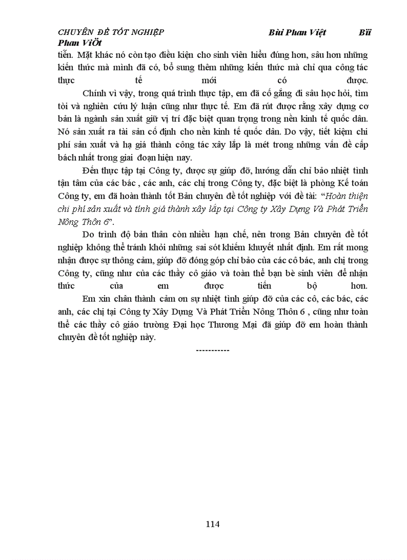 image for page Hoàn thiện chi phí sản xuất và tính giá thành xây lắp tại Công ty Xây Dựng Và Phát Triển Nông Thôn 6