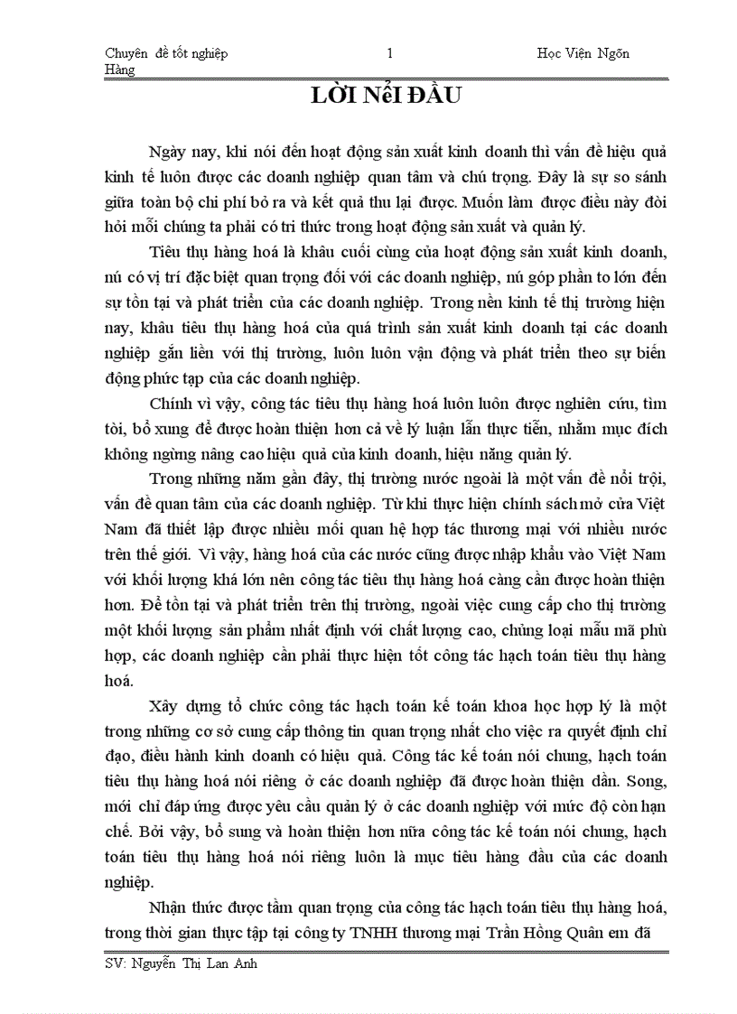 image for page Hoàn thiện công tác hạch toán tiêu thụ hàng hoá và xác định kết quả tiêu thụ tại công ty TNHH thương mại Trần Hồng Quân
