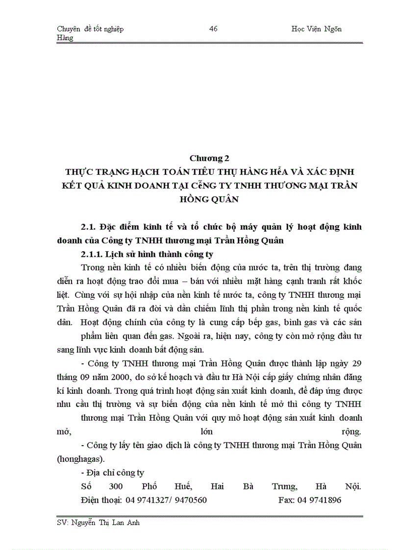 image for page Hoàn thiện công tác hạch toán tiêu thụ hàng hoá và xác định kết quả tiêu thụ tại công ty TNHH thương mại Trần Hồng Quân