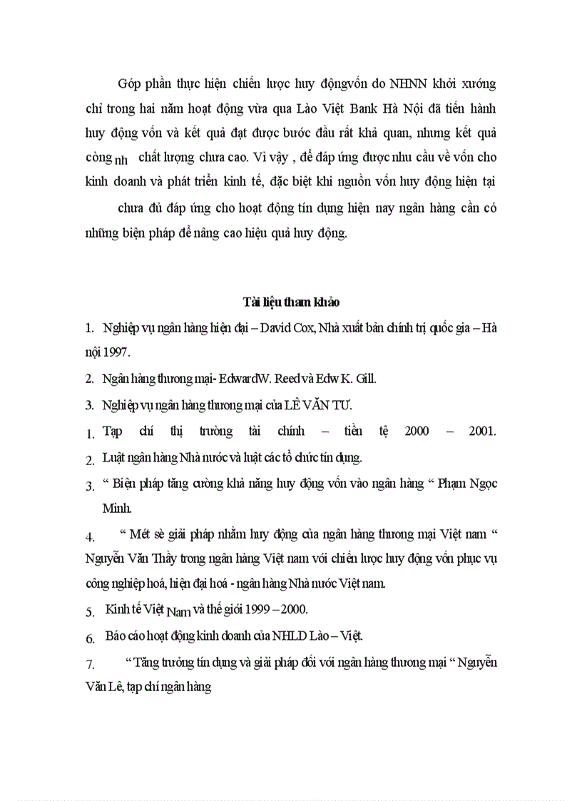 image for page Một số giải pháp nhằm tăng cường khả năng huy động vốn và nâng cao chất lượng tín dụng tại LVB Chi nhánh Hà nội