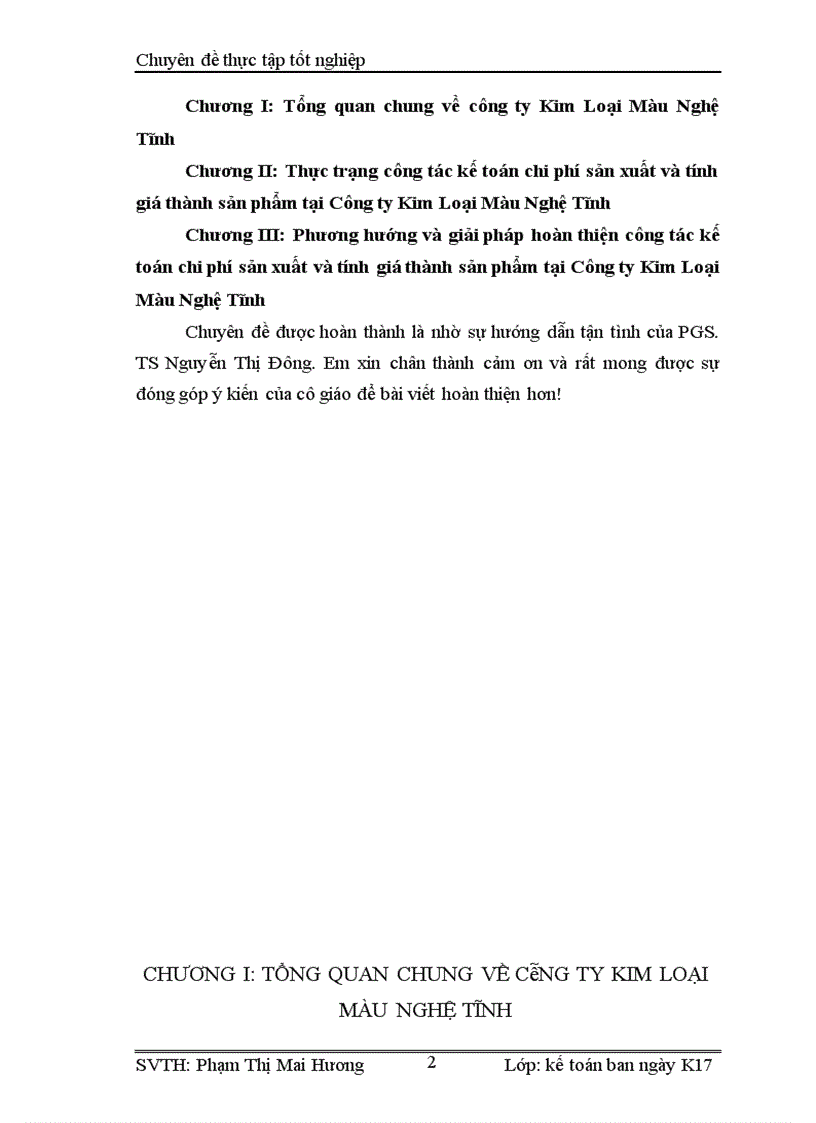 image for page Hoàn thiện công tác hạch toán kế toán chi phí sản xuất và tính giá thành sản phẩm tại công ty Kim Loại Màu Nghệ Tĩnh