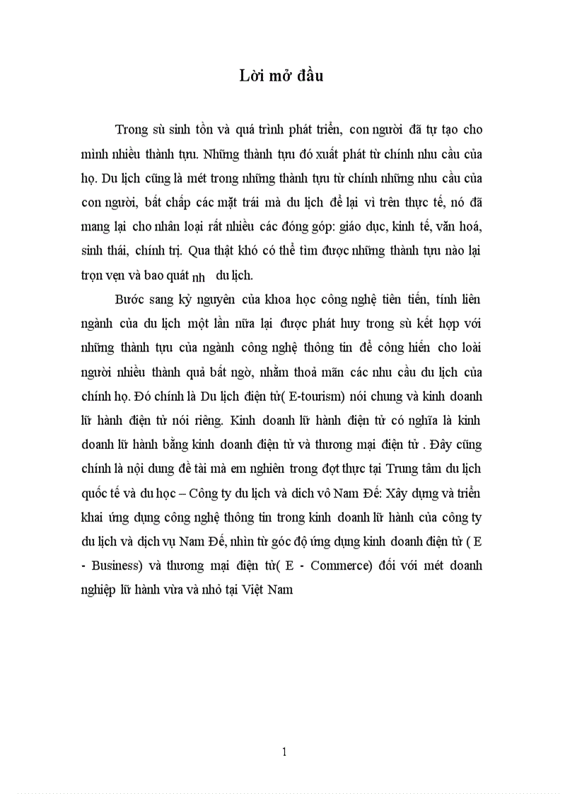 image for page Triển khai ứng dụng Thương mại điện tử và kinh doanh điện tử trong kinh doanh Lữ hành ở Trung tâm du lịch Quốc tế và du học- công ty du lịch và dich vụ Nam Đế