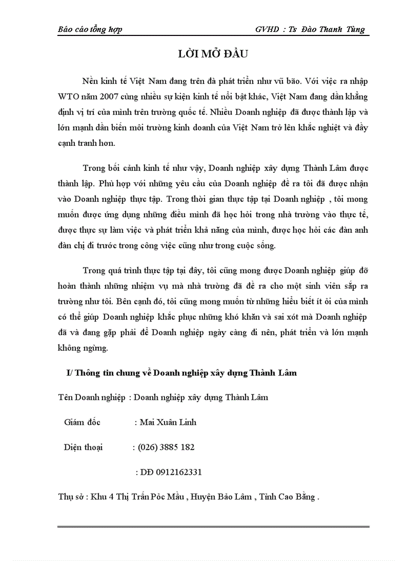 image for page Báo cáo thực tập tại công ty xây dựng Thành Lâm