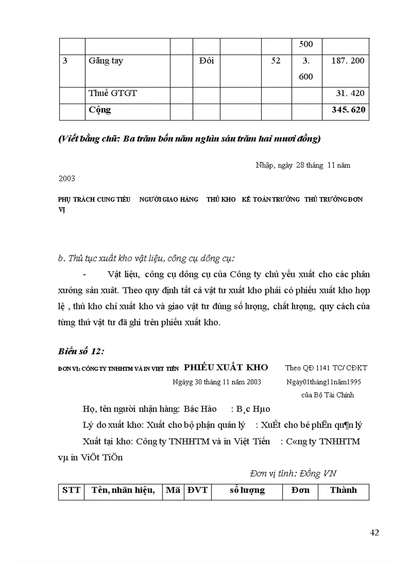 image for page Kế toán nguyên vật liệu, công cụ dụng cụ ở Công ty TNHHTM và in Việt Tiến