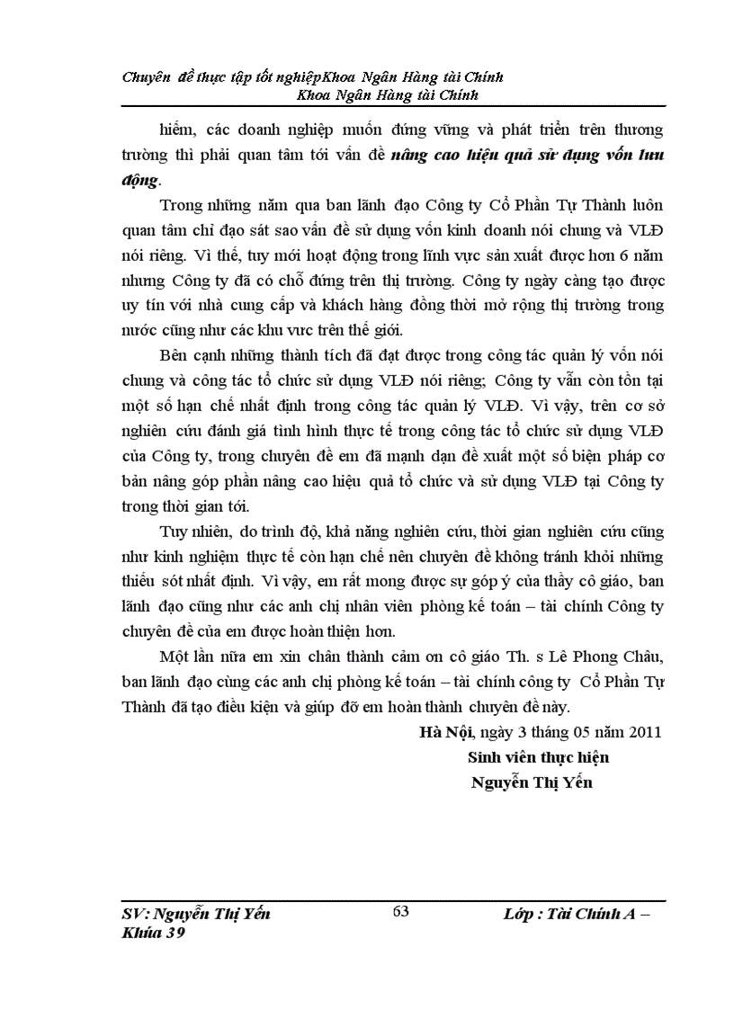 image for page Vốn lưu động và các giải pháp tài chính nâng cao hiệu quả sử dụng vốn lưu động tại Công ty Cổ Phần Tự Thành