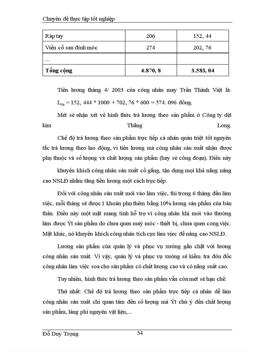 image for page Thực trạng trả lương, trả thưởng ở Công ty dệt kim Thăng Long