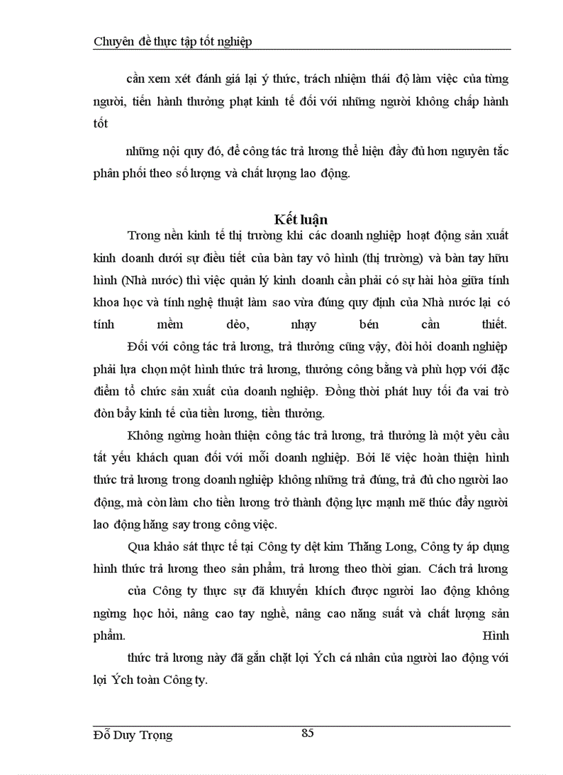 image for page Thực trạng trả lương, trả thưởng ở Công ty dệt kim Thăng Long