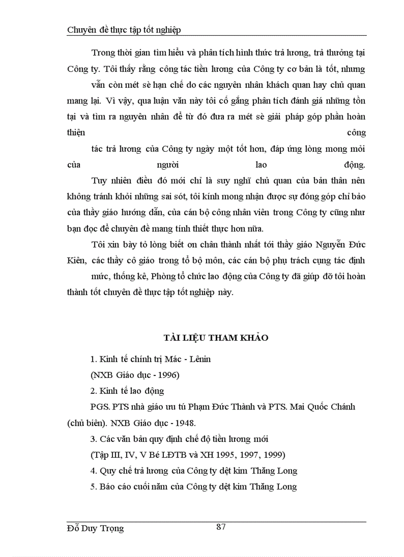 image for page Thực trạng trả lương, trả thưởng ở Công ty dệt kim Thăng Long