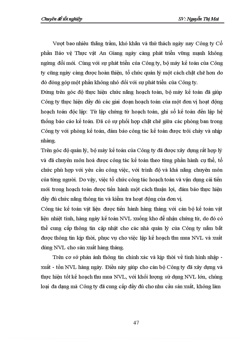 image for page Hoàn thiện công tác kế toán nguyên vật liệu ở Công ty Cổ phần Bảo vệ Thực vật An Giang